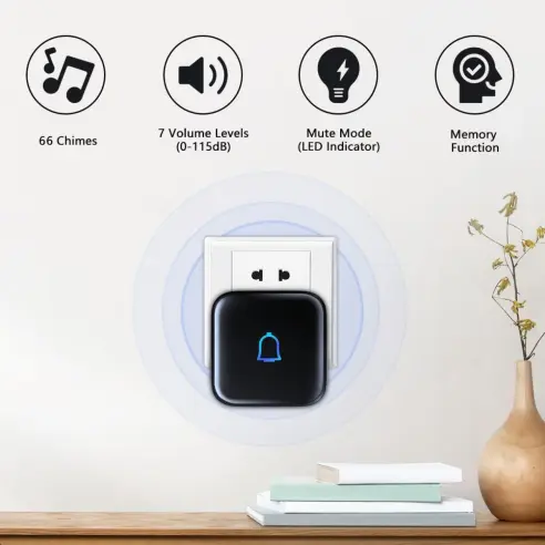 LEADGO | TIMBRE INALÁMBRICO IP66 – 1000 PIES, 66 TONOS Y 115 dB — imagen 2