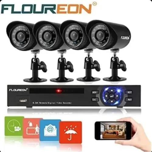 SISTEMA DE VIGILANCIA FLOUREON – 4 CÁMARAS 1080N | DVR + HDD 500GB | ACCESO REMOTO — imagen 1