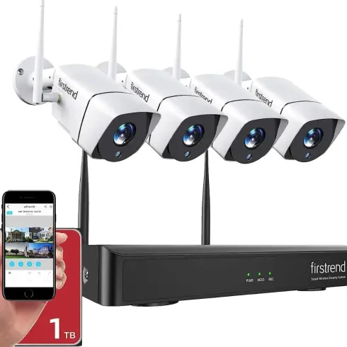 FIRSTRend SISTEMA DE SEGURIDAD 1080P – 4 CÁMARAS INALÁMBRICAS 2MP | NVR + HDD 1TB | IP66 — imagen 1