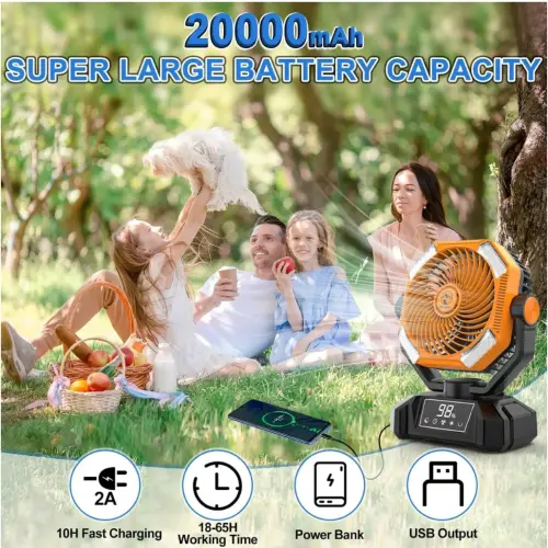 VENTILADOR PORTÁTIL RECARGABLE MULTPER – 20.000 mAh CON LUZ LED Y CONTROL REMOTO — imagen 2
