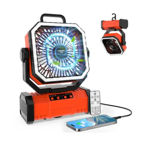 VENTILADOR DE CAMPING RECARGABLE SUPER RGB G70 PRO – 20.000 mAh CON LUZ LED Y CONTROL REMOTO — imagen 1