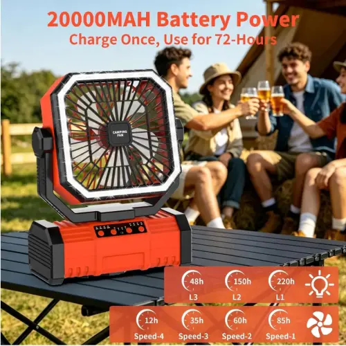 VENTILADOR DE CAMPING RECARGABLE SUPER RGB G70 PRO – 20.000 mAh CON LUZ LED Y CONTROL REMOTO — imagen 2