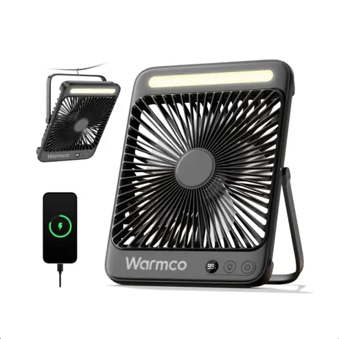 VENTILADOR PORTÁTIL RECARGABLE WARMCO D4 – 20.000 mAh CON LUZ LED — imagen 1