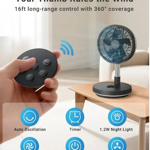 VENTILADOR PORTÁTIL PRIMEVOLVE PF22 – 10 PULGADAS | 10.000 mAh CON CONTROL REMOTO — imagen 2