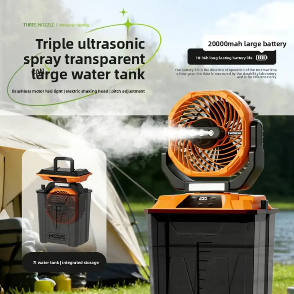 VENTILADOR RECARGABLE OEM T30 CON NEBULIZADOR 3D – 20.000 mAh | LUZ LED Y CONTROL REMOTO — imagen 2