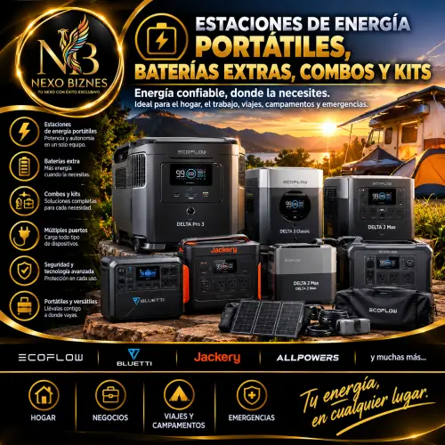 Estaciones de energÍa portÁtiles, baterÍas extras, combos y kits en Nexo Biznes