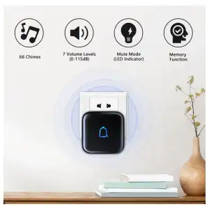 LEADGO | TIMBRE INALÁMBRICO IP66 – 1000 PIES, 66 TONOS Y 115 dB miniatura 2