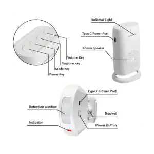 KERUI | TIMBRE INALÁMBRICO CON SENSOR INFRARROJO DE MOVIMIENTO miniatura 4