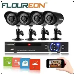 SISTEMA DE VIGILANCIA FLOUREON – 4 CÁMARAS 1080N | DVR + HDD 500GB | ACCESO REMOTO miniatura 1