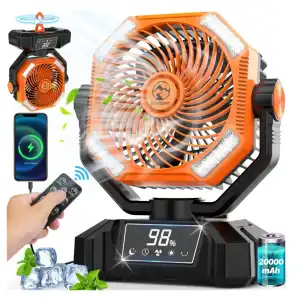 VENTILADOR PORTÁTIL RECARGABLE MULTPER – 20.000 mAh CON LUZ LED Y CONTROL REMOTO miniatura 1