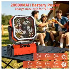 VENTILADOR DE CAMPING RECARGABLE SUPER RGB G70 PRO – 20.000 mAh CON LUZ LED Y CONTROL REMOTO miniatura 2