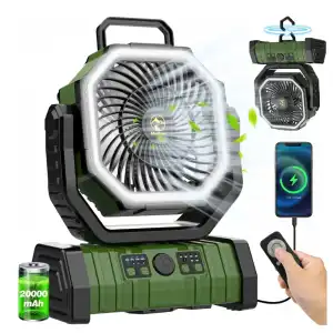 VENTILADOR PORTÁTIL RECARGABLE MULTPER HY-12-FX – 20.000 mAh CON LUZ LED Y CONTROL REMOTO miniatura 1