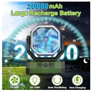 VENTILADOR PORTÁTIL RECARGABLE MULTPER HY-12-FX – 20.000 mAh CON LUZ LED Y CONTROL REMOTO miniatura 2