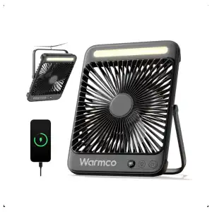 VENTILADOR PORTÁTIL RECARGABLE WARMCO D4 – 20.000 mAh CON LUZ LED miniatura 1