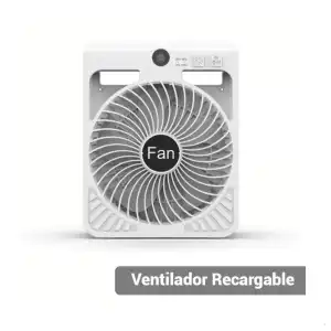 VENTILADOR SOLAR PORTÁTIL PLEGABLE MEDING F917 – 2.000 mAh | 4 VELOCIDADES CON LUZ LED miniatura 1